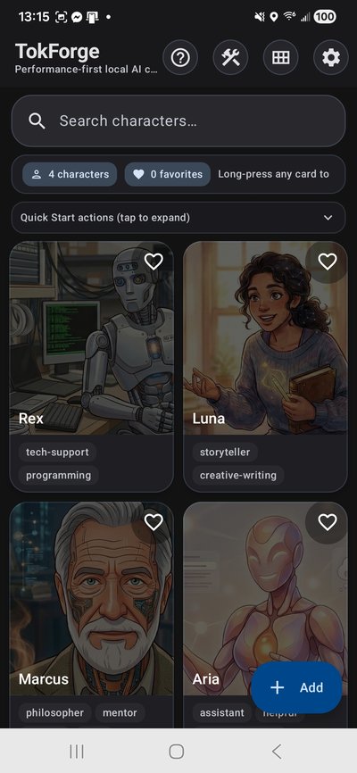 TokForge character selection grid